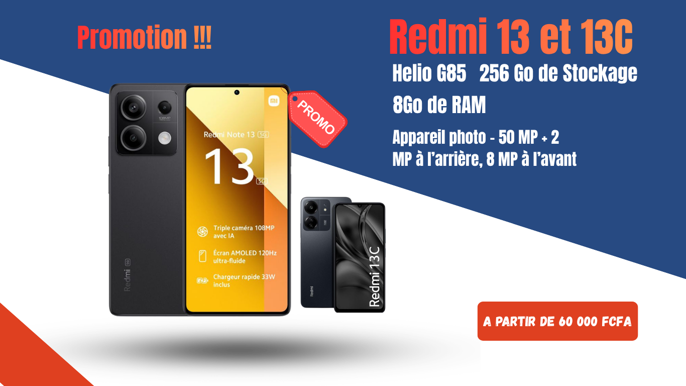 Redmi 13C – 8Go RAM, 256Go