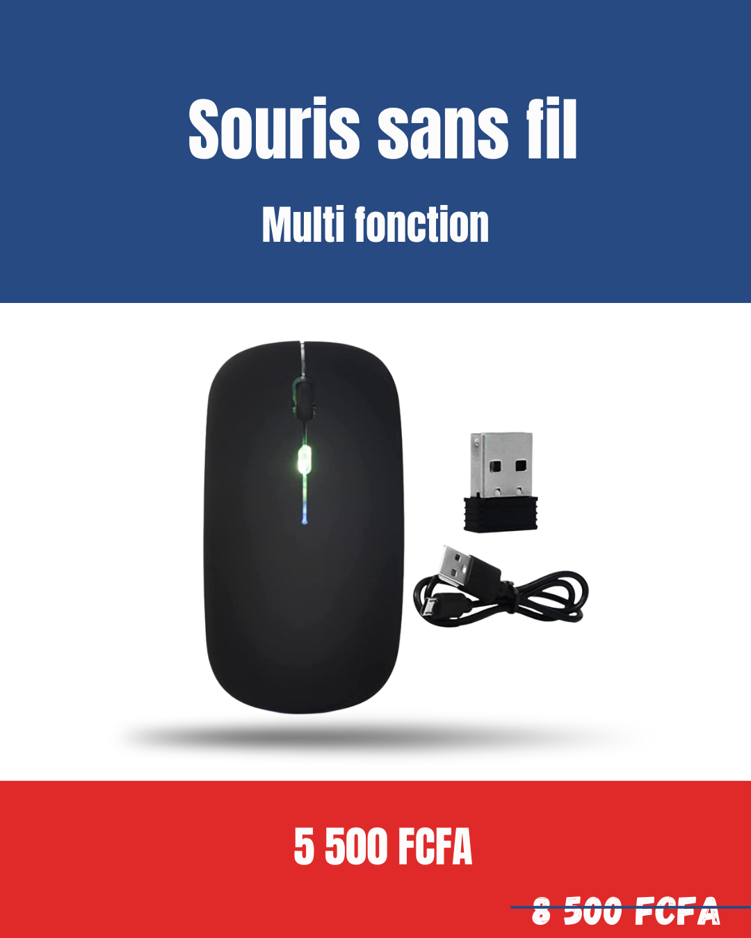 Souris sans fil Bluetooth rechargeable